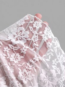Sweetra 春夏新款細肩帶洋裝，收腰顯瘦剪裁，蕾絲面料，適合派對、生日派對 - 白色 - 查看 5