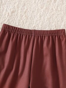 SHEIN Genkimix Kids 女童 2 件組 秋冬波點 3D 蝴蝶結裝飾圓領衛衣與喇叭寬腿褲休閒套裝，秋季服飾，聖誕 - 藕粉色 - 查看 6