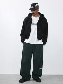 FORM&CHAOS Men's Loose Fit Green Corduroy Long Pants, Autumn/Winter - Green - View 3