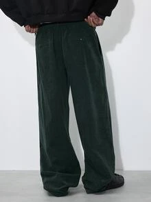 FORM&CHAOS Men's Loose Fit Green Corduroy Long Pants, Autumn/Winter - Green - View 2