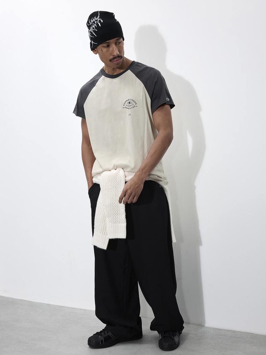 FORM&CHAOS Men's Summer Colorblock Loose Fit Short Sleeve Printed T-Shirt - Multicolor - View 1