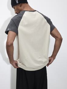 FORM&CHAOS Men's Summer Colorblock Loose Fit Short Sleeve Printed T-Shirt - Multicolor - View 2
