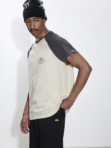 FORM&CHAOS Men's Summer Colorblock Loose Fit Short Sleeve Printed T-Shirt - Multicolor - View 6