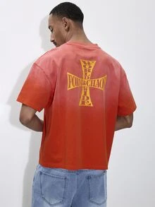 FORM&CHAOS Men's 100% Pure Cotton Loose Fit Printed Red T-Shirt - Red - View 2