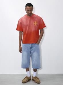 FORM&CHAOS Men's 100% Pure Cotton Loose Fit Printed Red T-Shirt - Red - View 3