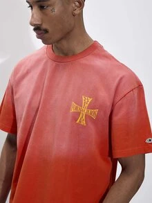 FORM&CHAOS Men's 100% Pure Cotton Loose Fit Printed Red T-Shirt - Red - View 7