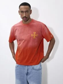 FORM&CHAOS Men's 100% Pure Cotton Loose Fit Printed Red T-Shirt - Red - View 6
