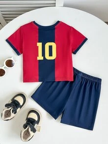 Cozy Pixies Kids World Cup Casual 2 Pieces Set Sports Soccer Outfit, Knitted, Comfortable, Soft, Daily Wear - Blue and White - View 2