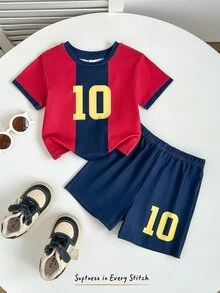 Cozy Pixies Kids World Cup Casual 2 Pieces Set Sports Soccer Outfit, Knitted, Comfortable, Soft, Daily Wear - Blue and White - View 5