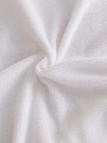 Souflis 1件裝新生兒白色簡約時尚可愛櫻桃毛巾刺繡圖案長袖長腿連腳包屁衣與帽子2件組居家服 - 白色 - 查看 4