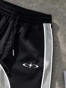 Sport MetroGents Men's Drawstring Waist Colorblock Casual Daily Travel Sports Long Pants - Black - View 3