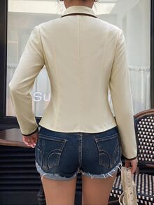 Lavishia Women's Elegant Vintage Colorblock Stand Collar Napoleon Style Jacket - Apricot - View 9