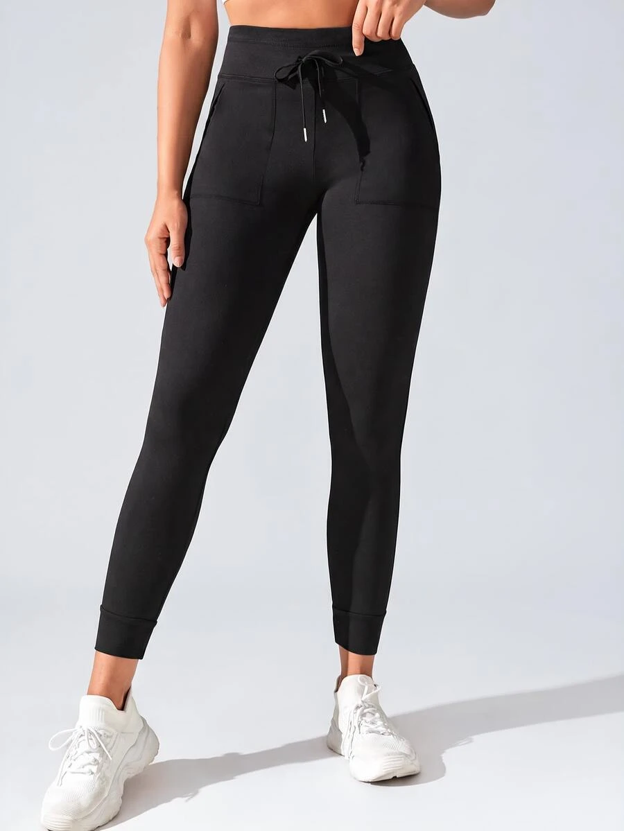 Easithlete Easithlete Women's Drawstring Waist Hiking Legging With Pockets AndTapered Cuffs For Running Yoga Exercize Wear