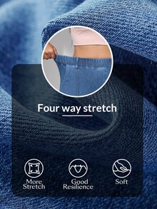 Flexra Women's Elastic Waist Casual Versatile Flare Jeans - Blue - View 7