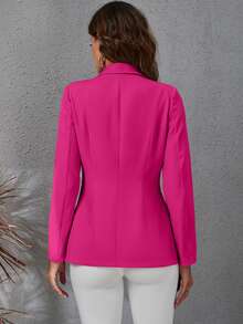 SHEIN Blazer De Doble Botonadura Sólido - Rosa Fucsia - Ver 3