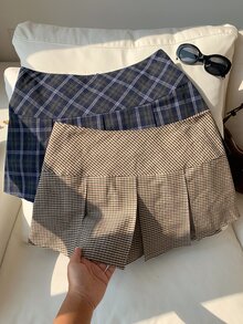 Comfortcana 女款學院風格紋百褶裙 (2件組) - 彩色 - 查看 7