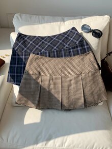 Comfortcana 女款學院風格紋百褶裙 (2件組) - 彩色 - 查看 5