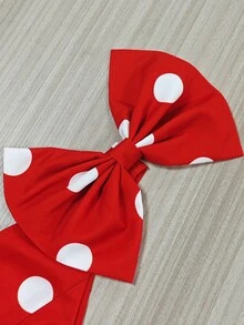 SHEIN 节日派对波点蝴蝶结装饰优雅女士连衣裙 - 紅色 - 查看 5