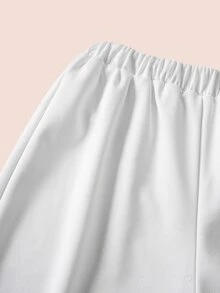 My Little Pony X SHEIN 2pcs/Set Y2K Tween Girl White & Purple Unicorn & Print Cropped Hoodie And White Letter Graphic Pants, Suitable For Spring, Autumn & Winter - White - View 7