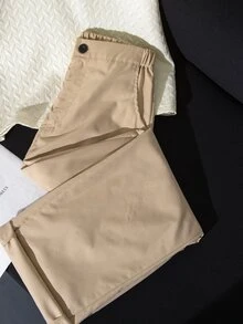 SHEIN 青少年男孩 2件套 Polo 衫長褲套裝 短袖 正式優雅 派對婚禮畢業穿搭服飾 - 杏色 - 查看 5