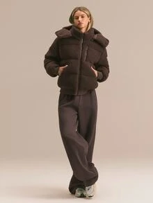 GLOWMODE Après Glow Collection Cozy Summit 抓絨羽絨外套，可拆卸帽兜，升級保暖與抓絨內裡口袋，適合冬季日常滑雪 - 巧克力棕 - 查看 7