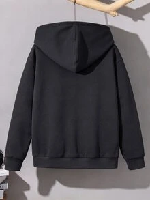 SHEIN Teen Boy Solid Color Zipper Casual Daily Long Sleeve Autumn Sweatshirt Pcs - Multicolor - View 4