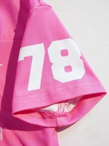 Strawberry Shortcake X SHEIN Young Girl V-Neck Short Sleeve Casual Versatile T-Shirt, - Pink - View 6