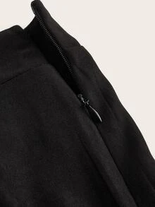 SHEIN ICON 女士黑色可爱时尚甜美街头风格超低腰工作服百褶裙 - 黑色 - 查看 8