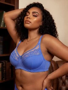 DesireSculpt Plus Size Underwire Bra, 1pc - Blue - View 2