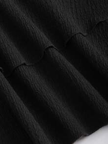 Sweetra Women's New Minimalist Solid Color Strapless Knit Mini Dress, Multi-Layer Cake Dress - Black - View 7