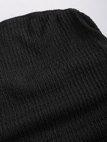 Sweetra Women's New Minimalist Solid Color Strapless Knit Mini Dress, Multi-Layer Cake Dress - Black - View 6