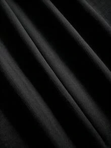 Sweetra بنطلون نسائي جديد موضة متعدد الاستخدامات بطراز ريترو أنيق منسوج من الكتان الصناعي مطوي بساق واسعة وطول كامل - الأسود - مشاهدة 7