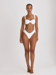 Musera Resort Underwire Thick Shoulder Ruched Cup Bikini Top Swim Vacation Holiday Summer Travel Beachwear Basics Hen Do Wedding Bridal Bachelorette Swimwear Solid Colour Resort Core - White - View 5