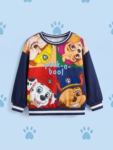 SHEIN | PAW Patrol Young Boy Colorblock Patchwork Cartoon Print Sweatshirt - White - View 6
