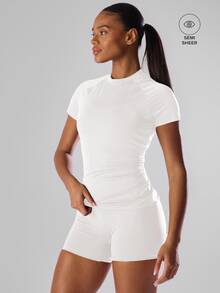 Musera Sport Solid Color Short Sleeve Sports Tee Running Short Active Comfy Workout Gym Running Run Club-Padel, Tennis, Pickleball Fitness Daily Casual Summer - White - View 1