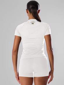 Musera Sport Solid Color Short Sleeve Sports Tee Running Short Active Comfy Workout Gym Running Run Club-Padel, Tennis, Pickleball Fitness Daily Casual Summer - White - View 2