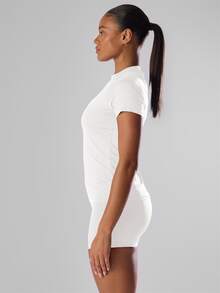 Musera Sport Solid Color Short Sleeve Sports Tee Running Short Active Comfy Workout Gym Running Run Club-Padel, Tennis, Pickleball Fitness Daily Casual Summer - White - View 4