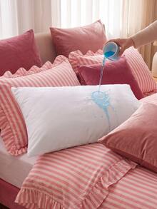 1pc Super Soft Comfortable Waterproof Pillowcase Without Filler, White Simple Bed Pillow Cover For Bedroom - White - View 7