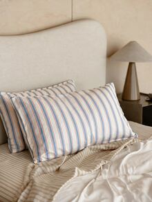 1pc 100% Cotton Nordic Minimalist Striped Only One Pillowcase (Without Inner Core) - Multicolor - View 2
