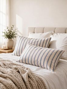 1pc 100% Cotton Nordic Minimalist Striped Only One Pillowcase (Without Inner Core) - Multicolor - View 3