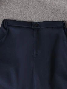 SHEIN 两件套青少年男士休闲套装，格纹短袖Polo衫+藏蓝色长裤，优雅套装，适合生日派对、婚礼、毕业典礼、周年纪念等场合。 - 藏蓝色 - 查看 7