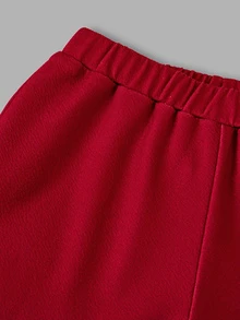 SHEIN Young Girl Loose Casual Minimalist Comfortable Round Neck Pullover Cartoon Graphic T-Shirt And Pants Set Young Girl - Red - View 7