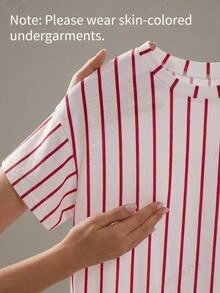 SHEIN Young Girl Loose Casual Minimalist Comfortable Round Neck Pullover Cartoon Graphic T-Shirt And Pants Set Young Girl - Red - View 8
