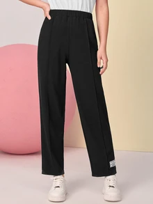 Solavon Patched Detail Elastic Waist Pants - Black - View 6