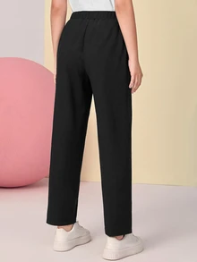 Solavon Patched Detail Elastic Waist Pants - Black - View 3