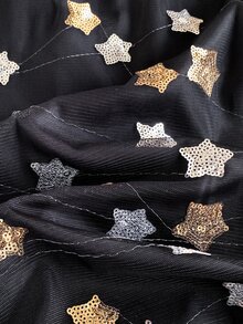 Maija Kids Maija Kids Tween Girl Five-Point Star Sequin Mesh Round Neck Cute Dress - Black - View 7