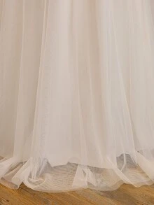 SHEIN فستان ميني أنيق للحفلات الرسمية للبنات المراهقات، مطرز من الشبك، أبيض بنقشة زهور صيفية، مناسب للتخرج - أبيض - مشاهدة 6