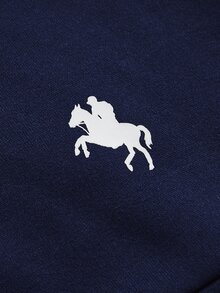 SHEIN 女童秋冬 2 件套 長袖拉鍊連帽外套 寬腿運動長褲 休閒套裝 聖誕 秋季 校園 慢跑 海軍藍 - 藍色 - 查看 4