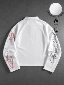ROMWE MEN Street Life Men's Floral Pattern Casual Daily Wear Polo Shirt - White - View 2