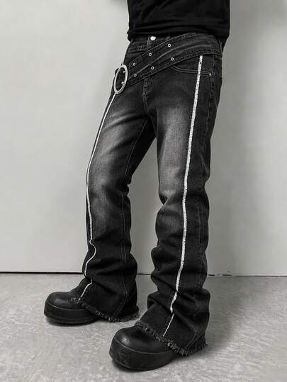 Street Life Jeans de mezclilla acampanados de capas versátiles para uso diario casual para hombres